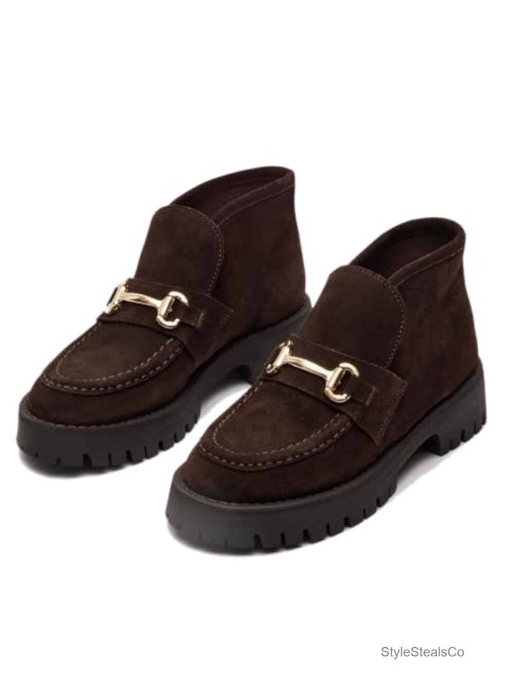 Womens Platform Ankle Boots Chunky Heel Loafer Booties Slip On